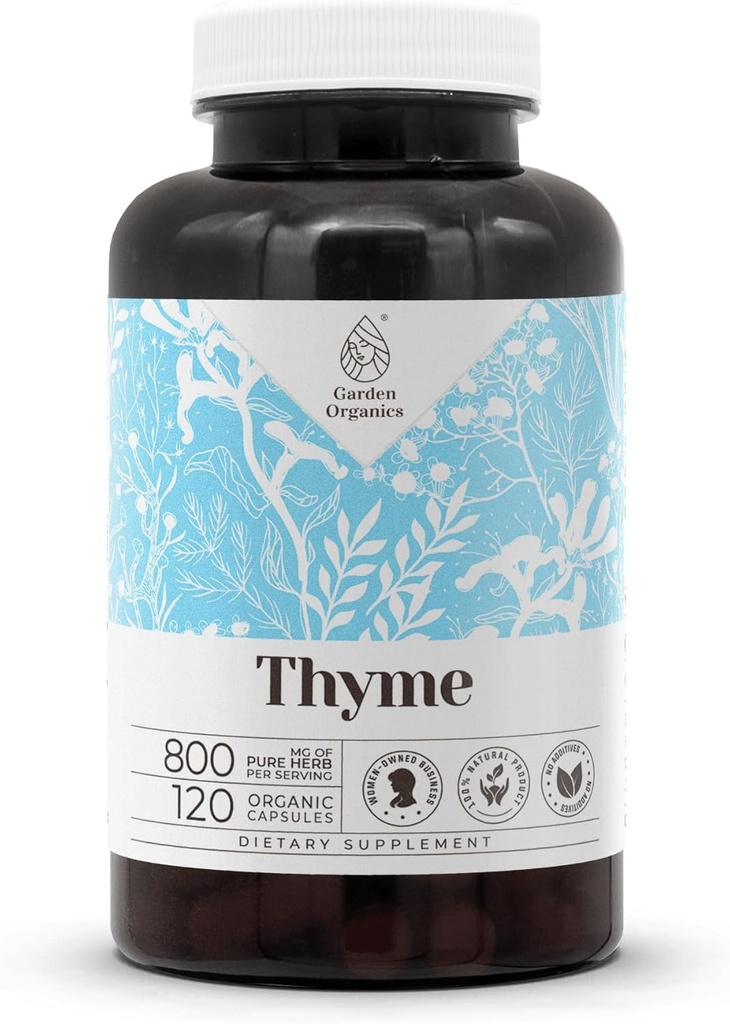 Thyme 120 Capsules 高级草药膳食补充剂 用蔬菜 Capsules 和 Thyme (Thymus Vulgaris) 干叶(120计)