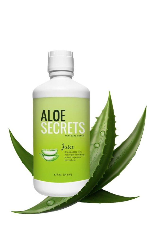 ALOE Secrets Aloe Vera Juice - 振兴你的健康 - 不受欢迎, 32oz - 增强文摘, Nourish 皮肤,水合 - Bonus: E-Book 包含