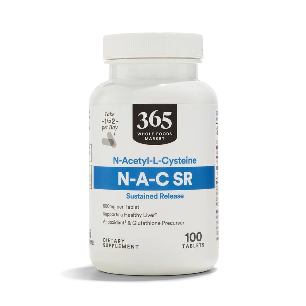 365 由全食品市场, NAC持续发行 600mg, 100 Counter