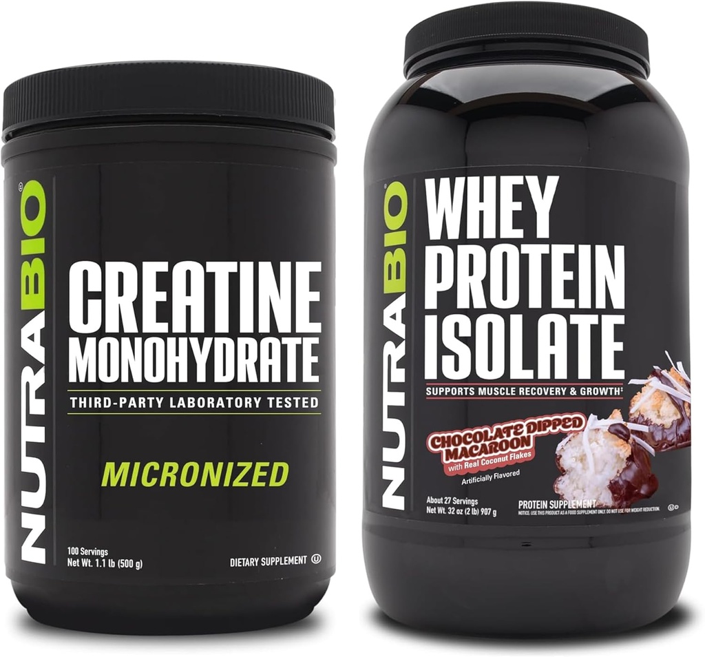 单水合核酸(NutraBio Creatine Monohydrate),无味,500g和Whey蛋白溶液,巧克力浸泡麦卡龙,补充包-肌肉能源,精液肌肉生长,恢复和强力