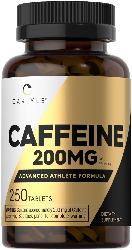 Carlyle Cafeine Pills 200mg → 250 平板电脑 高级运动员公式 → 蔬菜,Non-GMO & Gluten免费补充