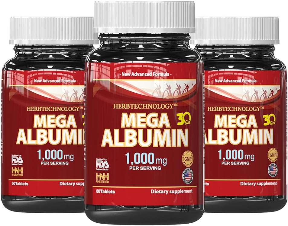 K&C博士 HNHusa Mega Albumin Protein 1000mg 180 平板电脑 健康肾肝功能 整体健康支持 能源生活平衡补充 60tabs 3pk