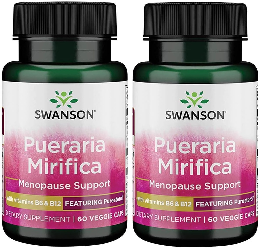 Swanson Pueraria Mirifica 配有 B6 ' &' B12 - 装配纯净醇 60 Veg Caps 2 Pack