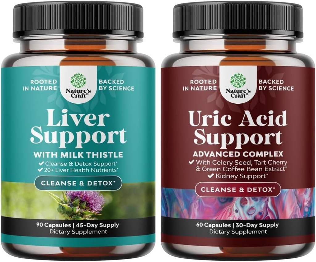 Liver Cleanse Detox & Reference - Silymarin 牛奶硝酸盐与丹德利翁根和Artichoke提取剂和Uric Acid Cleanse & Detox - Turmeric Tart Cherry & Celery种子的绿色咖啡豆提取剂