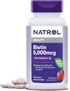 Natrol Beauty Biotin 5000mcg,健康头发、皮肤、钉螺和能量代谢的饮食补充品,90个草莓味快溶片,90天供应