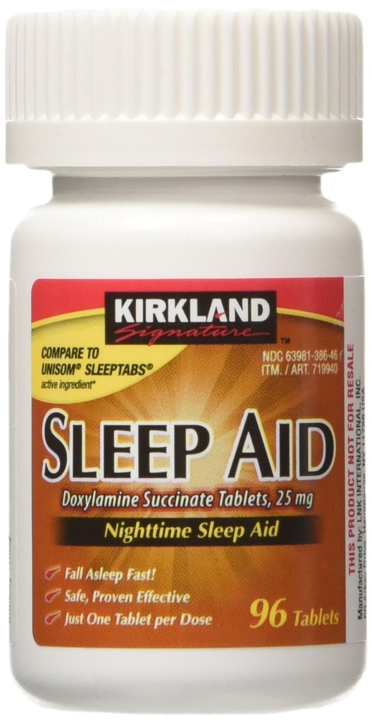Kirkland 签名 睡眠援助 多西尔胺 Succinate 25 Mg, 96-Count(1瓶) 夜间睡眠援助