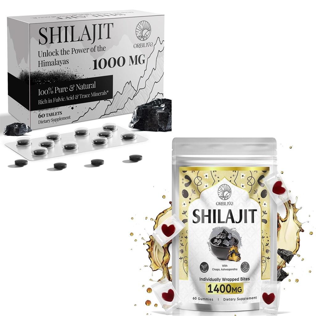 1400 MG Shilajit 60 Gummys 配1000 MG Shilajit 牌匾 60 计数