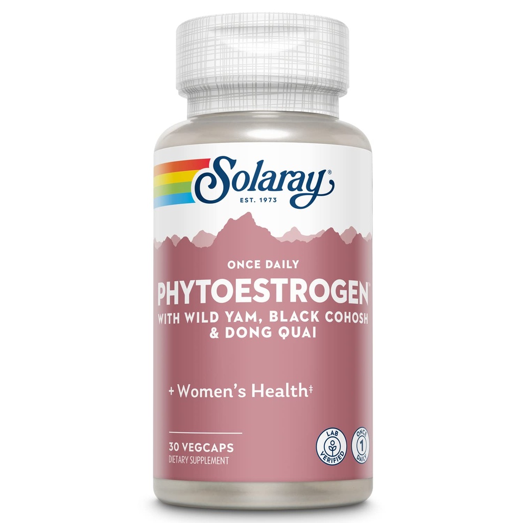 SOLARAY Once Daily Phytoestrogen -- -- 黑科霍什、东奎、野生亚姆、索伊·伊索夫拉沃内斯等女性的植物雌激素补充剂 -- -- 妇女健康支助 -- -- 60天保障、30名服务员、30名蔬菜