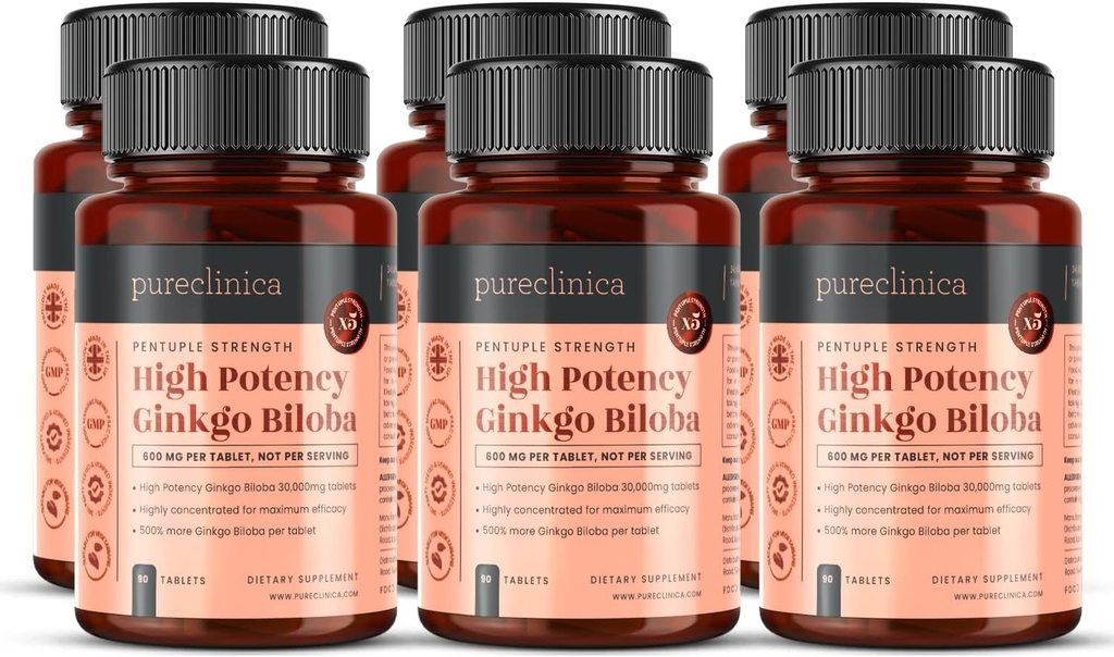 pureclinica 高概率 Ginkgo Biloba 30,000mg x 540平板(6瓶90) - 18个月供应 - 5 Times 竞争者产品的优势