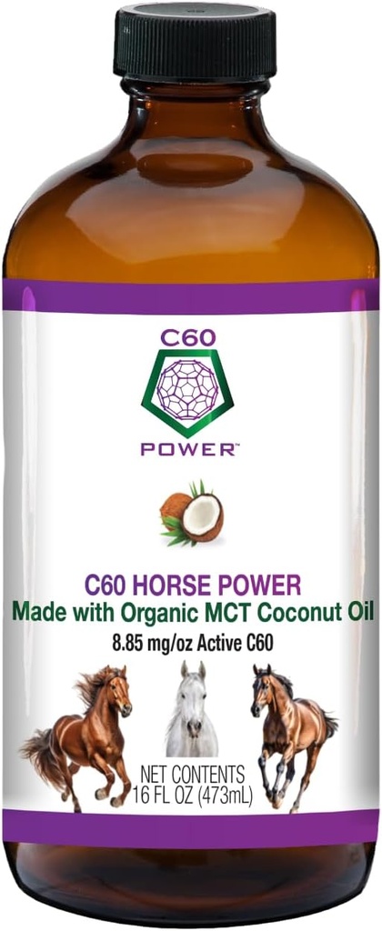 C60 马力 - 有机MCT椰子油中的C60,马力的自然健康支持,99.99%纯碳富勒内斯,促进健康老化,能源,和流动性 - 16 fl oz瓶