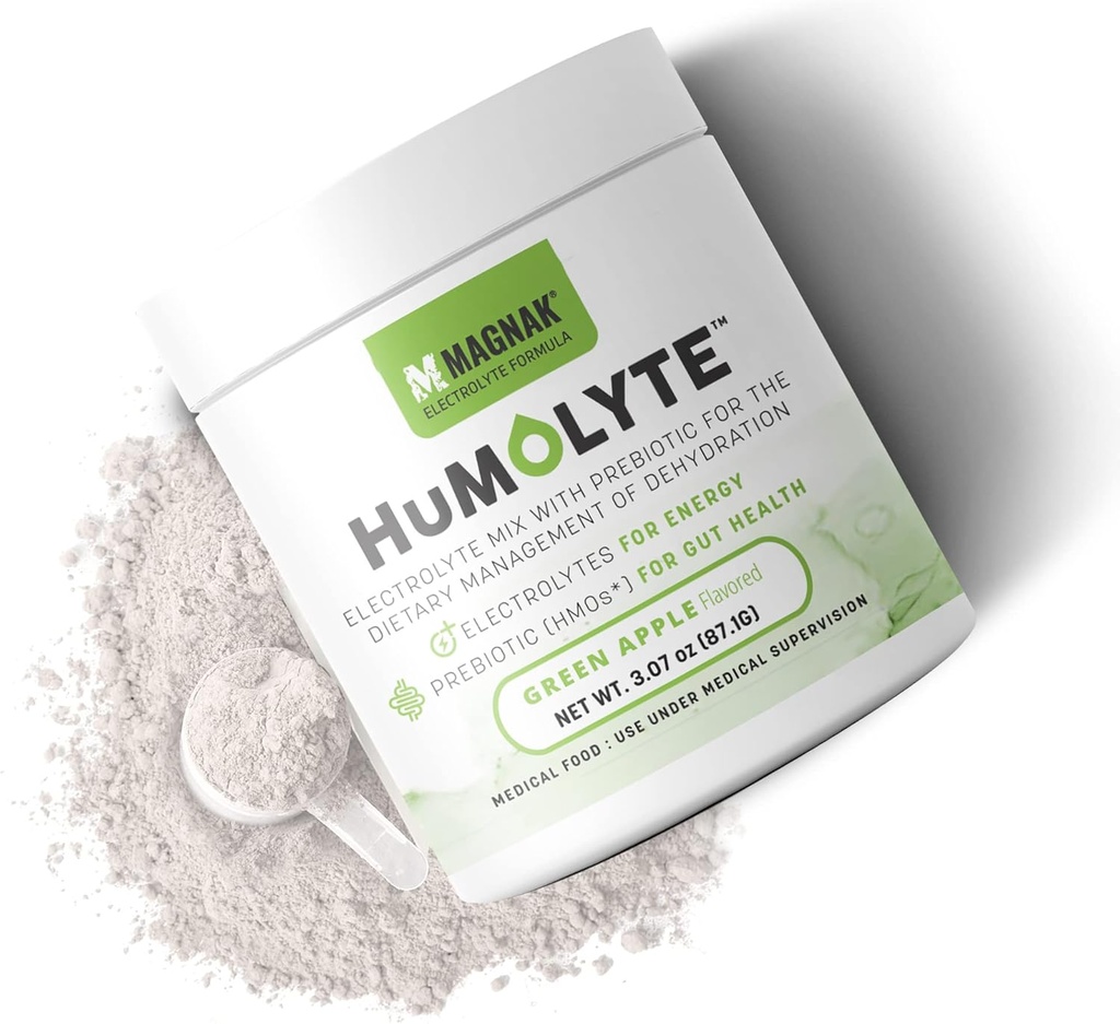 化学疗法患者的Humolyte电解粉 — 水分和固醇健康专利HMO公式 — 预生,无胶原,绿色苹果 Flavor, 3.07 oz
