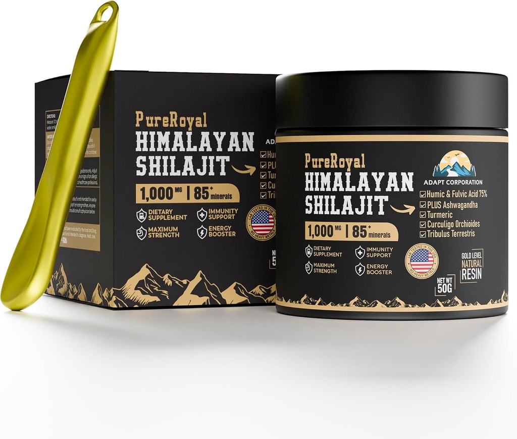 喜马拉雅Shilajit Resin – 高潜力,1100 MG 喜马拉雅提取,75 + Fulvic酸,能源,健康与豁免支持,85+ 跟踪矿物,实验室测试,50g Jar,46 服务