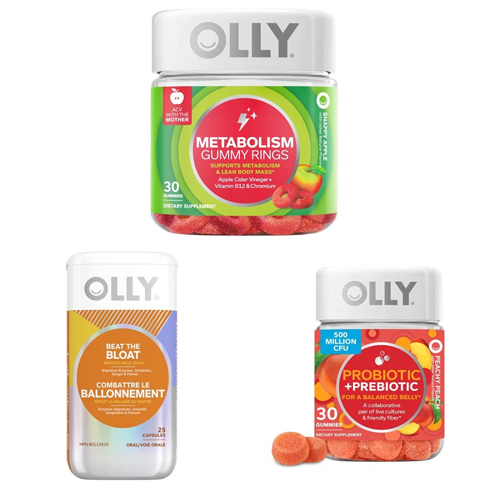 OLLY 代谢法 Gummy Rings, Apple Cider Vinegar, Vitamin B12, Chromium, Energy and Digestive Health Chewable Supplement (30 Counter) 和OLLY Beat The Bloat Capsules, Digestive Support Enzymes, Supplement for Women (25 Counter) 互联网档案馆的存檔,存档日期2013-03-04.