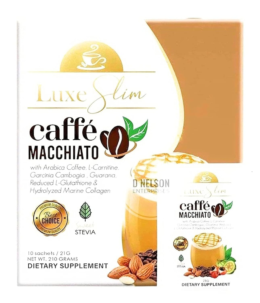 Luxe Slim Cafe Macchiato 配有水解凝胶和胶原,21g x 10 Sachets, 0.74 Ounce( 10页)