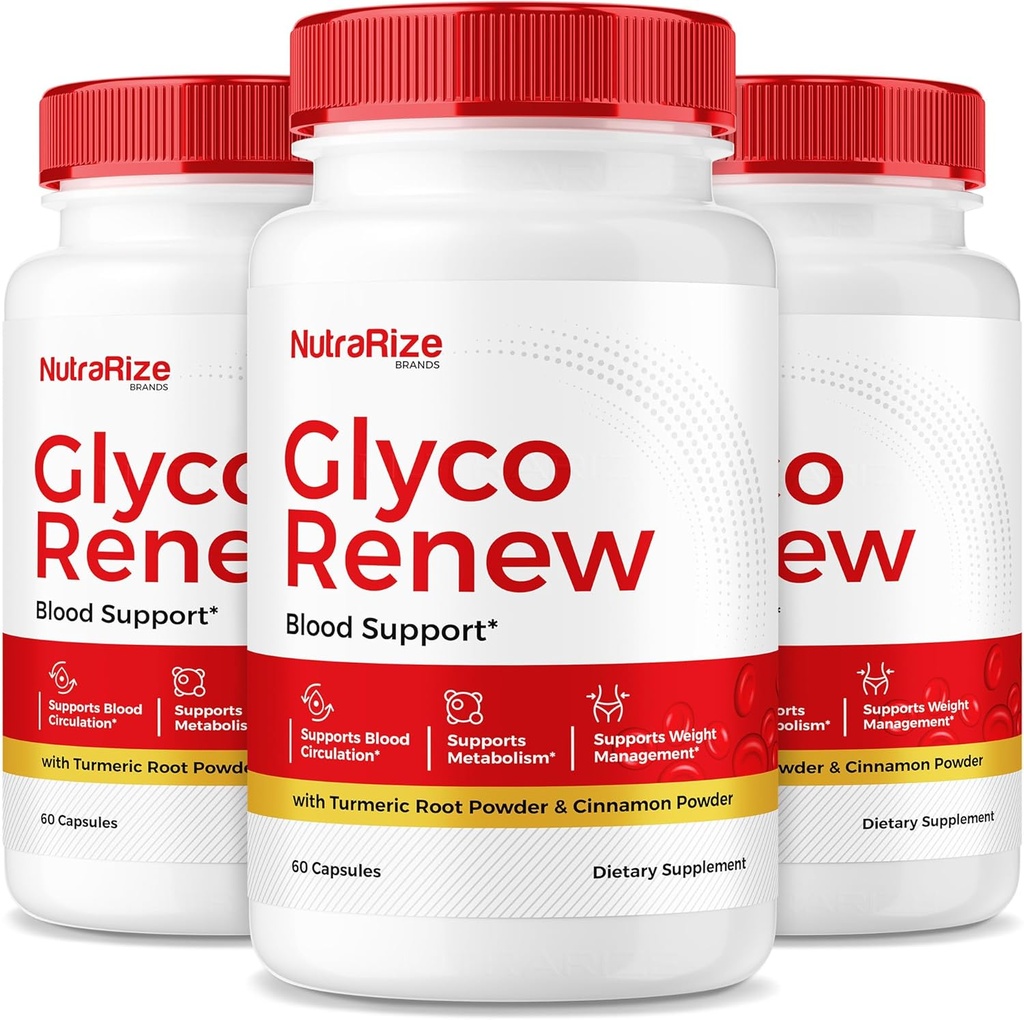 NutraRize (Pack of 3 Glyco Renew Pills, All Natural Blood Support Formula, Maximum Strength Supplement to Maintain Stable Levels, Your Journey Towards Health, Official Reviews (180 Capsules)