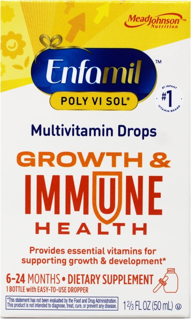 Enfamil Prenatals & Baby Vitamins Poly-Vi-Sol with Iron Multivitamin Supplement Drops for Infants and Toddlers, Fruit, 50 ml