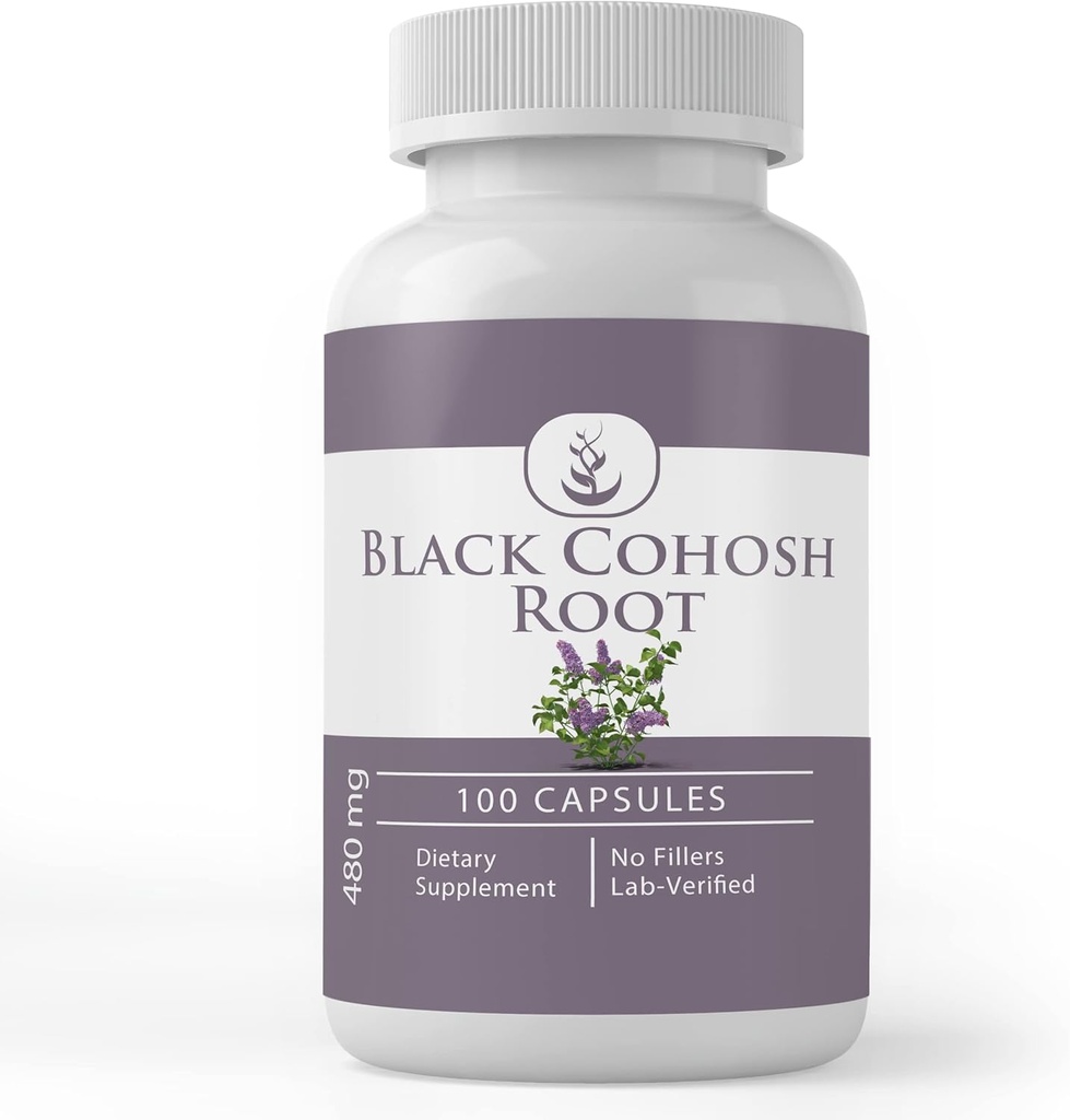 纯原始成份 黑色 Cohosh 根, (100 Capsules) 永远纯, 无添加剂或填充器, 实验室验证