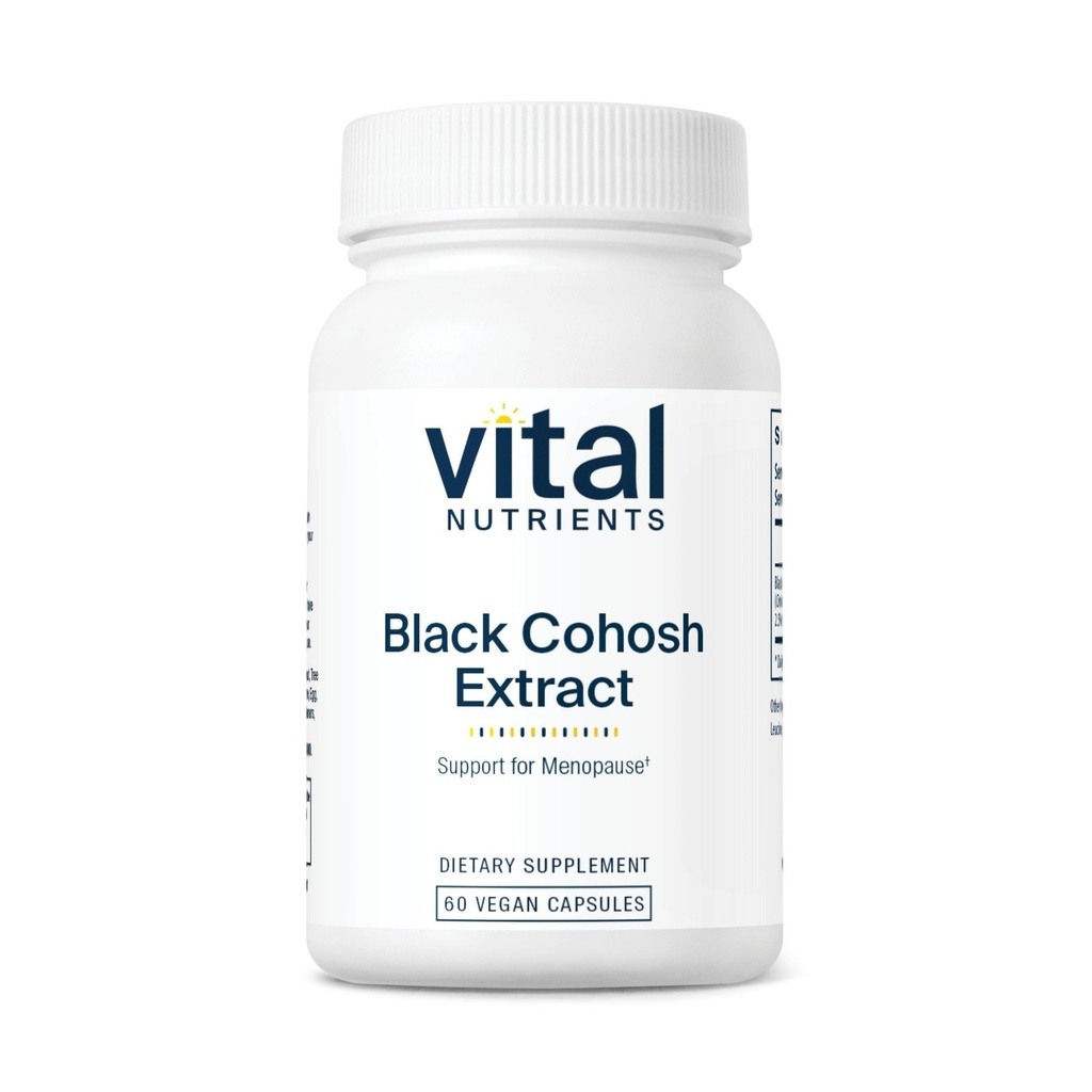 重要营养素 黑色Cohosh 摘录 250mg| Vegan 女性更年期、激素平衡和PMS支持的补编 * | Gluten,乳制品和大豆自由 | Non-GMO| 60 Capsules