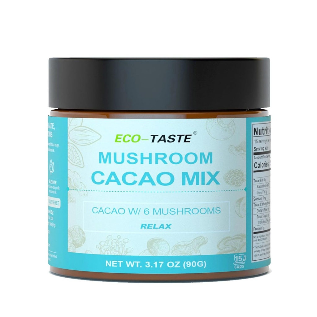 ECO-TASTE 蘑菇卡考杂交,蘑菇提取1000mg,Vegan & Gluten-Free咖啡替代品,3.17oz(90g)