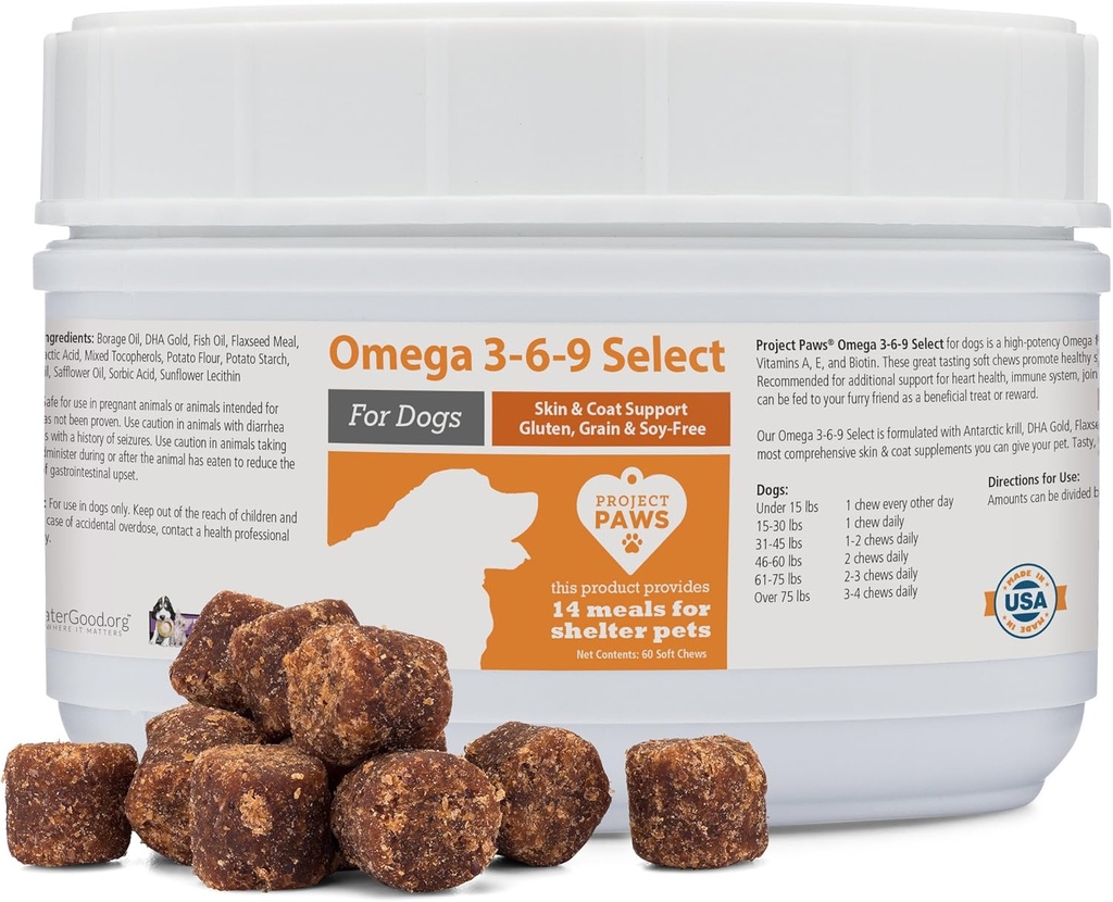 Paws Omega-3-6-9 选用鱼油养狗-Krill油皮和煤油补充品-60