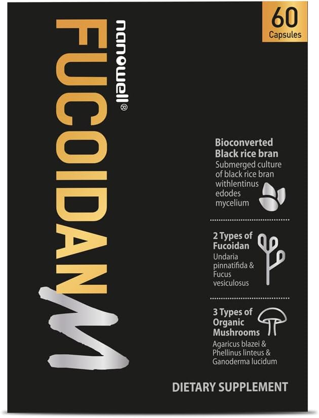 NANOWELL FUCOIDAN M - 棕海藻豁免补充剂,用于蘑菇综合企业的口服健康和免疫支持 - 60枚胸罩