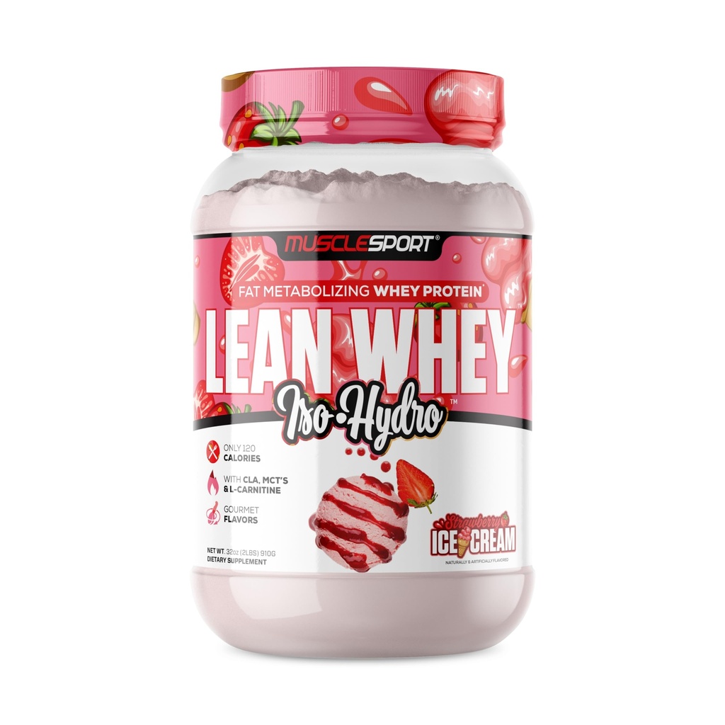 肌肉运动 Lean Whey 革命TM 蛋白质粉 - Whey 蛋白质隔膜 - 低卡路里,低碳,低脂肪,不可思议的火焰 - 25g 蛋白质/ Scoop(2LB,草莓)