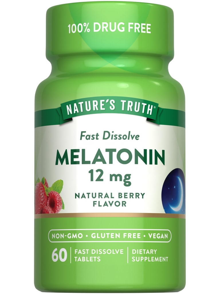 Nature's Truth Melatonin 12mg QQ60 快速解析板块 自然贝里 Flavor QQ Vegan, Non-GMO & Gluten Free Supplement