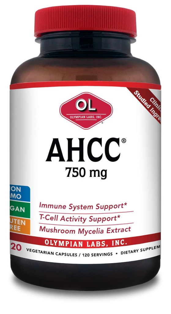 Olympian Labs Premium AHCC – 每卡普尔750mg AHCC – 支持免疫健康,肝功能,以及自然杀手细胞活动 - Bulk 120 服务