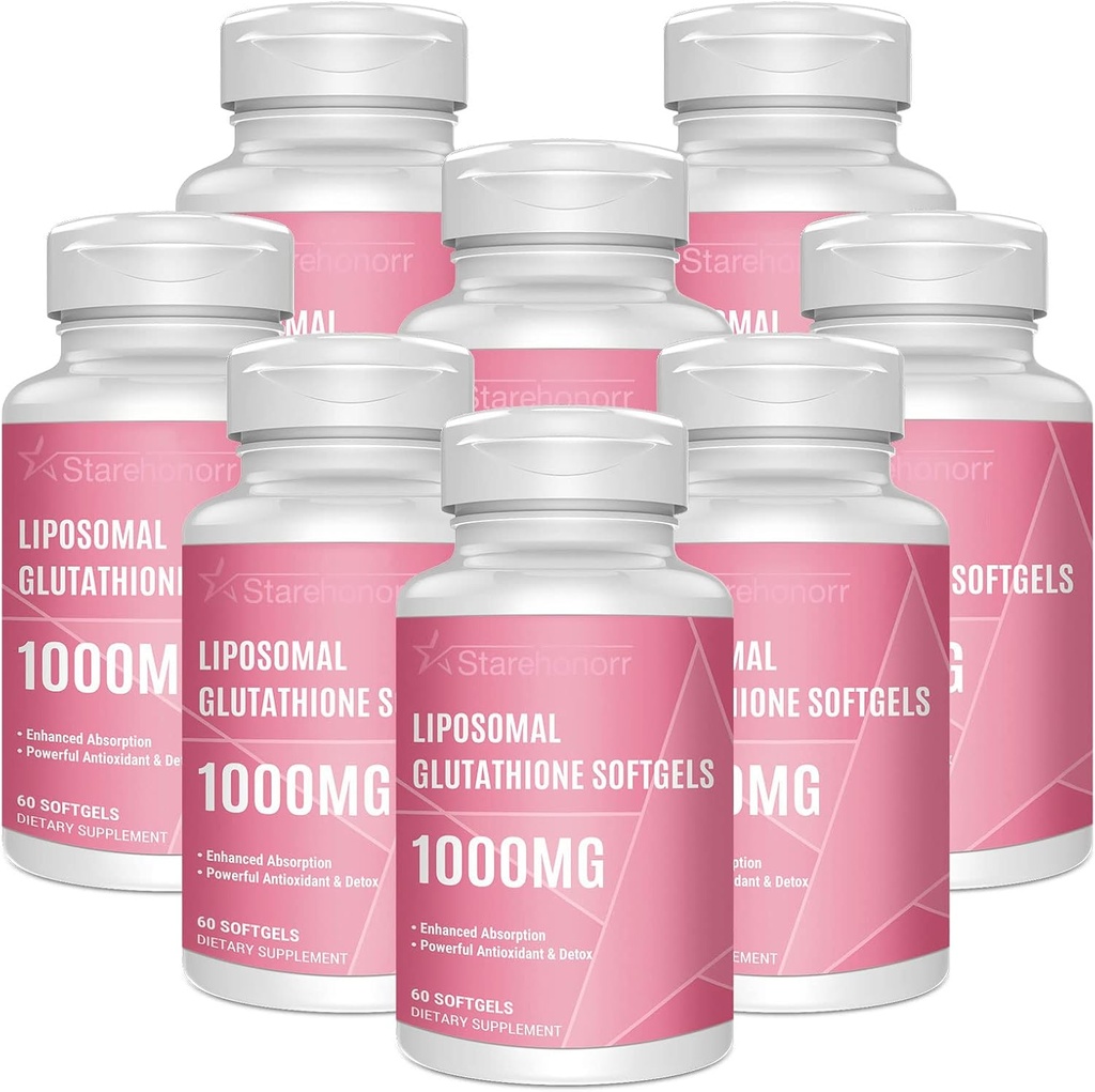 Liposomal Glutathione Softgels 1500MG, 减少Glutathione 补充维生素C, 更好的吸收, 非GMO 强抗氧化剂促进健康老龄化, 解毒, 免疫健康, 480软胶
