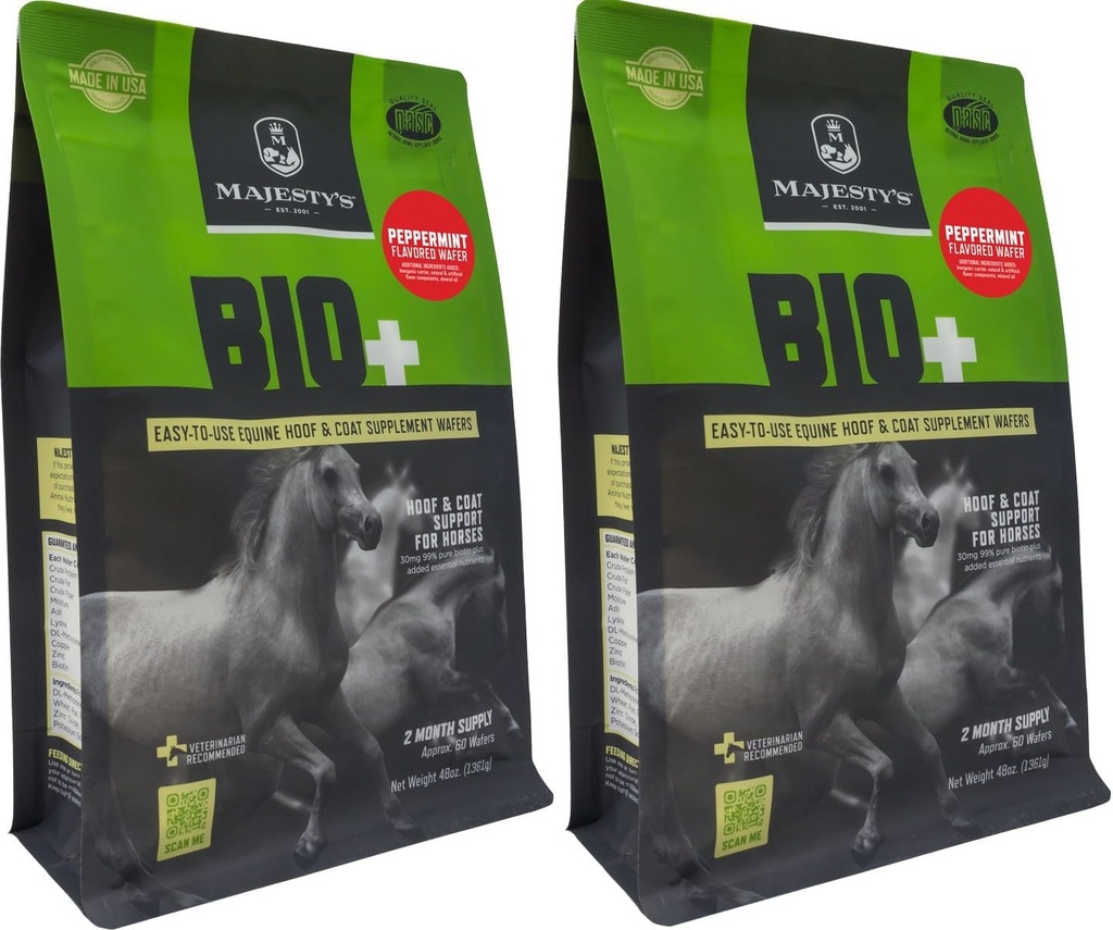 陛下的"辣椒薄荷火花"(Peppermind Flavored Biotin Wafers) - 高级马/Equine Hoof和Coat 支持补充品 - 铜,锌,赖氨酸,甲硫宁