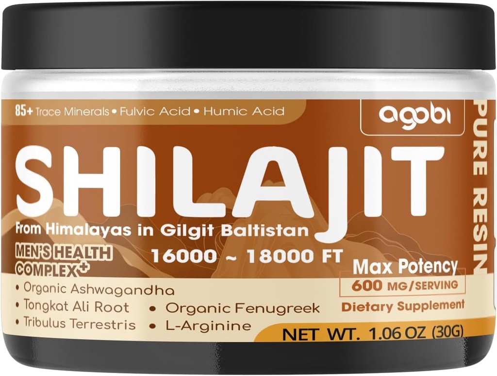 Shilajit纯喜马拉雅有机Resin - 30g Shilajit 配有85+痕量矿物、富尔维奇酸、Ashwagandha Root、Tongkat Ali & More Herbal - 支持Imune、能源生产和脑健康