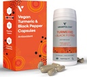 Vegan Turmeric & Black Pepper Capsules (60 Capsules) – Tummeric Suppose Capsules 1 aday – 成人与儿童补助