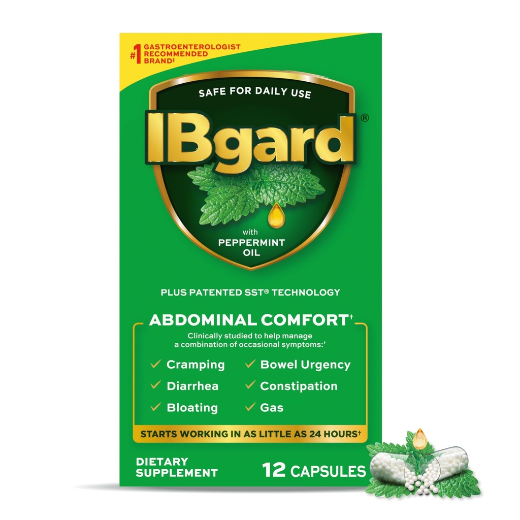 IBGARD GUT 健康补编,12个腹膜安慰的薄荷油盖