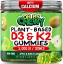 中心-填充维生素D3 K2 Gummys - 儿童,青少年和成年人 - 健康牙齿,骨骼,能量和豁免补充 - 5000 IU D3,120 mcg K2(MK-7),120 mg 钙 - Vegan & Non-GMO - 60 Counter