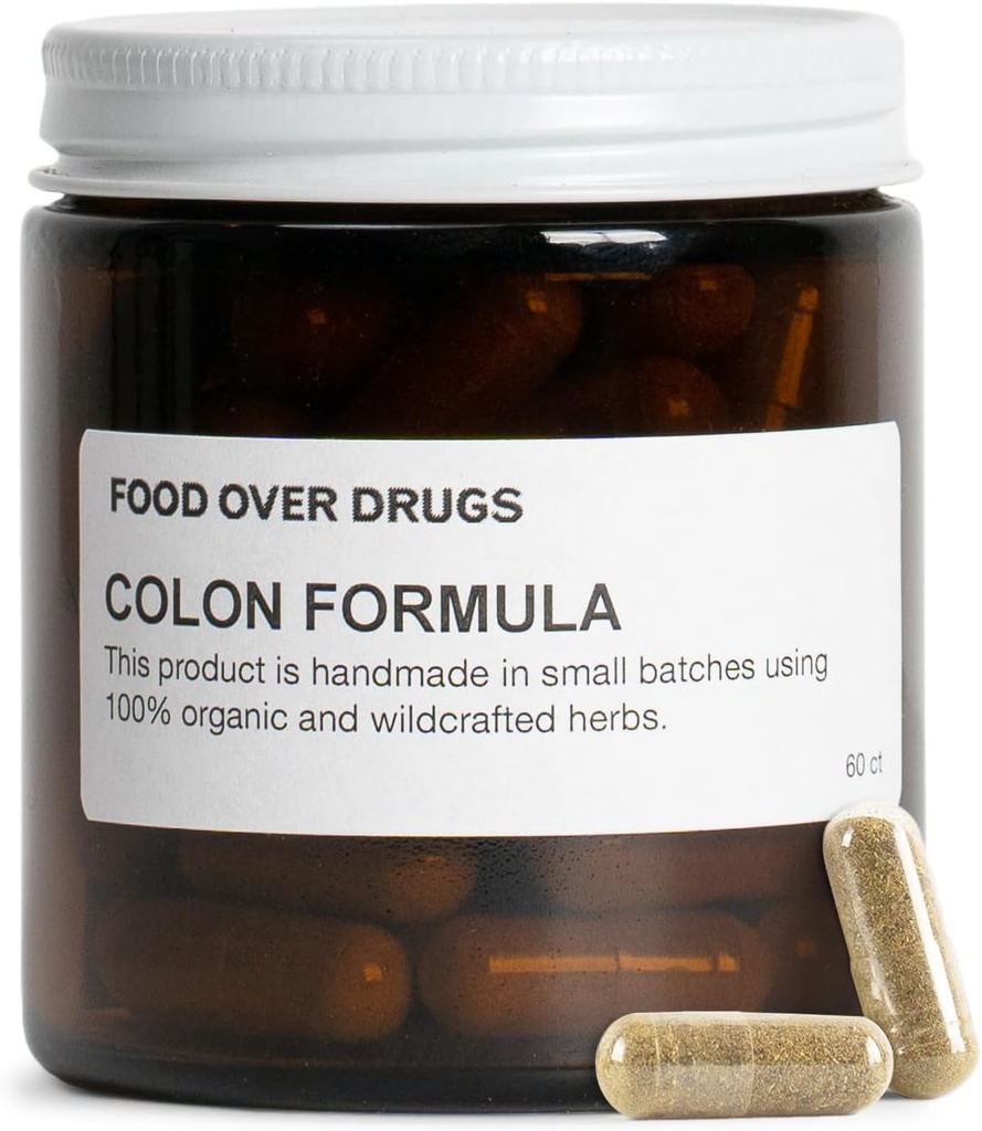 Food Over druges Colon公式 — 高级Colon Cleanse Herbal Blend with Cascara Sagrada, Psyllium Husk, Dandelion Root, Ginger, and Marshmallow — 植物性消化支持补编 [60 cm]
