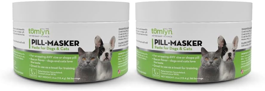 TOMLYN Pill-Masker 原始培根味的粘贴,用于狗和猫,4oz,包2