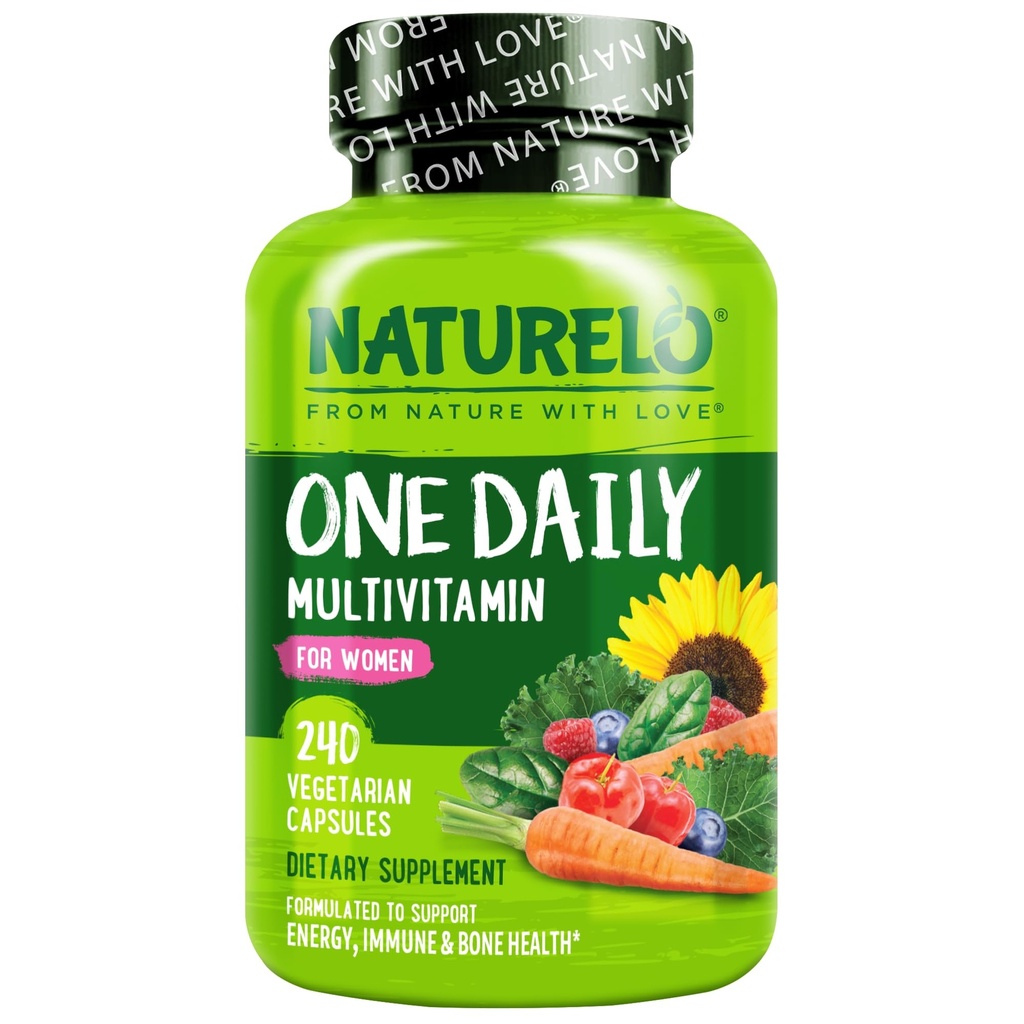 NATURELO 妇女每日1次多维他明-能源支持- Nourish hair, Skin, Nails-Non-GMO-No Soy-Gluten Free-240 Capsules → 8个月供应的全食补充品