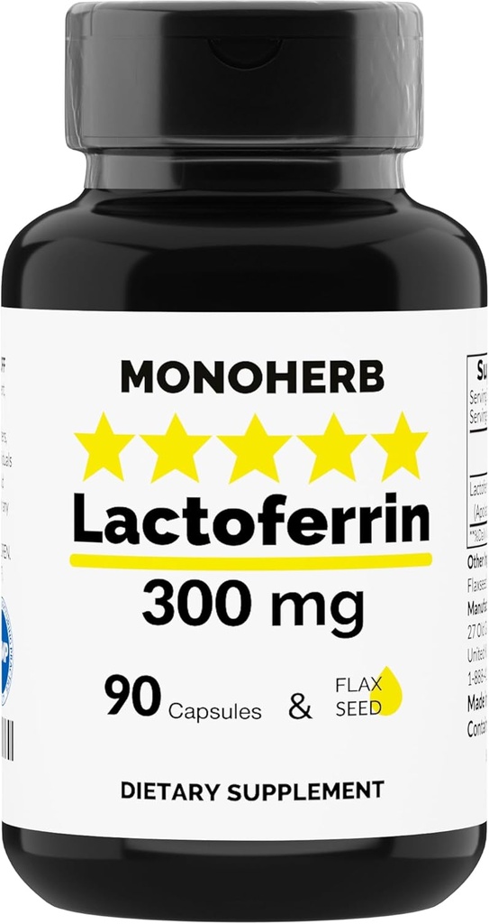 MONOHERB Lactoferrin 每卡普尔300毫克 - 90 蔬菜卡普尔 - 在美国制造