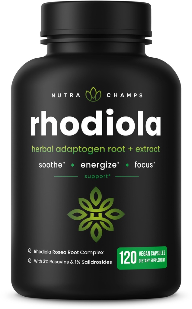 Rhodiola Rosea Supplement 600mg 120 Vegan Capsules Rhodiola Rosea Extraction for Energy, Relief, Mood and Focus at Rosavin & Salidrosides – 300mg Pills by NutraChamps 配音: 罗迪奥拉·罗塞亚 能源、压力缓解、摩德和焦点 适应原生根 配音: