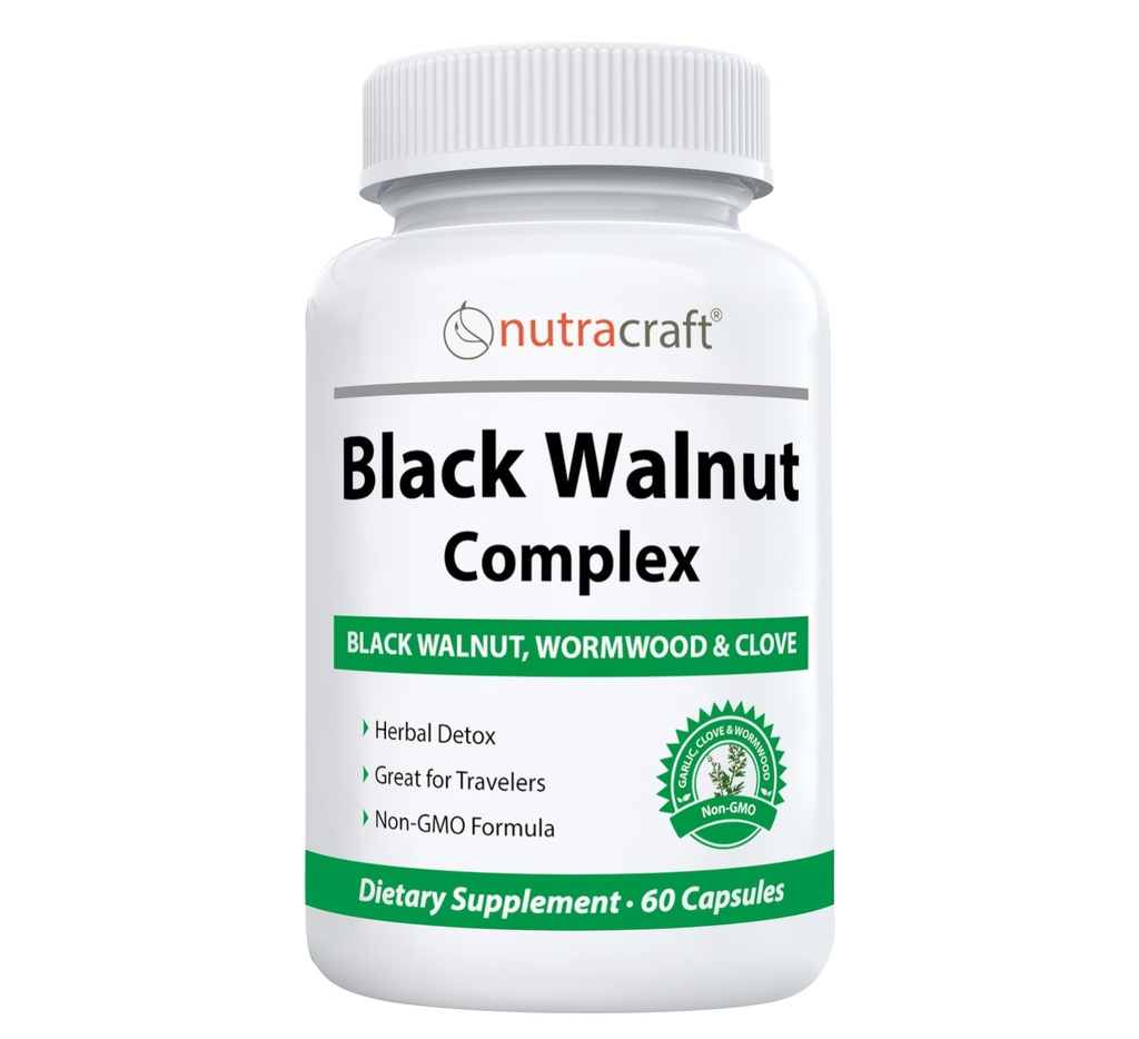 (原始内容存档于2018-09-21). Nutracraft Black Walnut Detox Cleanse Supplement QQ 黑胡桃,禾木,克洛夫,PAU D'Arco,南瓜种子,大蒜,Zinc QQ 人类肠道护卫 QQ 60 Capsules