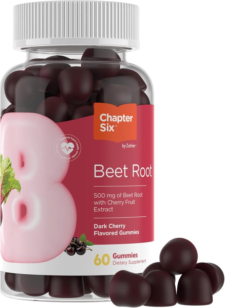 Zahler Beet Root Gummys 配樱桃水果提取 - 500 mg Beet Gummys for adderns - 暗樱桃火焰 - 支持血液与硝酸盐流 - 蔬菜科舍非转基因生物 Beetroot Gummys - 60 Counter