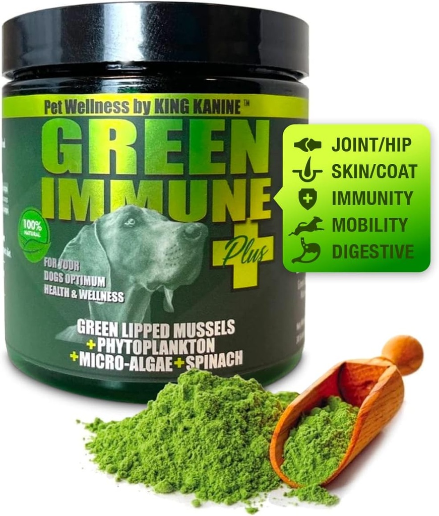 Kanine Green Inmune Plus Multivitamin and Mineral 6 oz 有机火药 改善参与机动性和过敏性救济 + 养狗的炎症补充 + 兽医