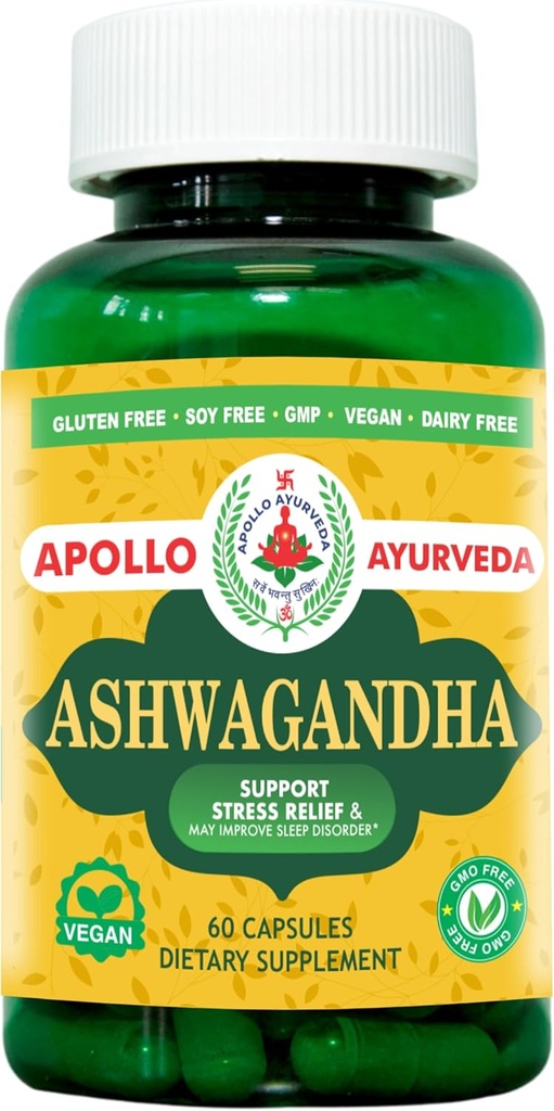 Ashwagandha Capsules - 5000毫克等效适应性物质补充物 – 减轻压力,Mood支持补充物,焦点和能源支持 – 60 Veg Capsules 在美国制造