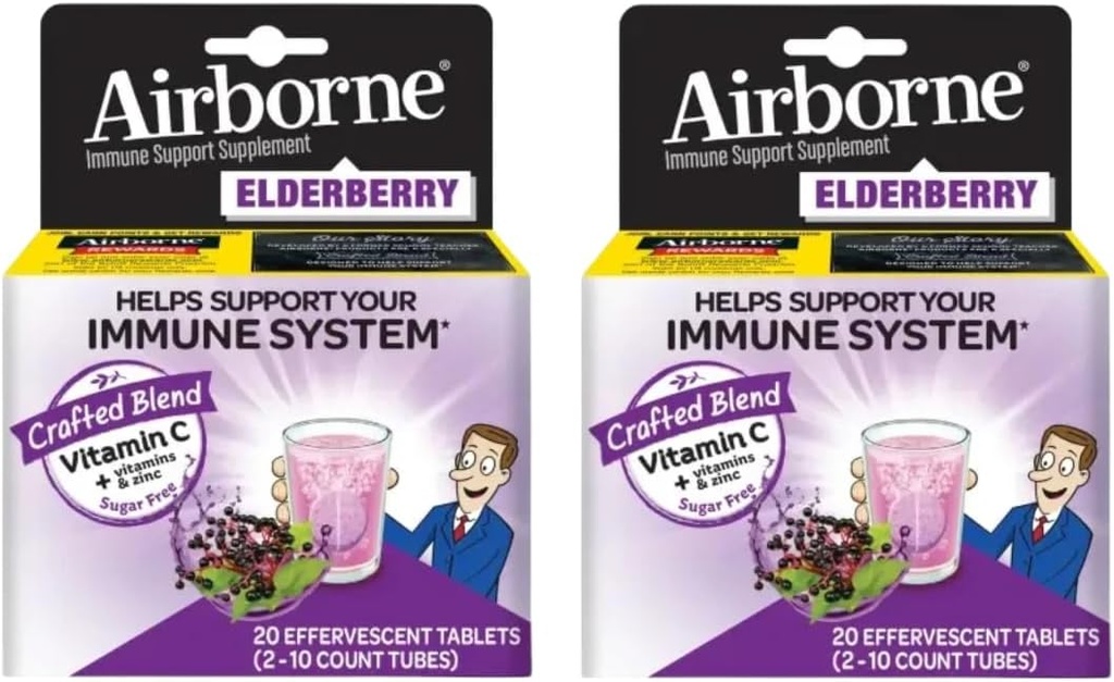 草莓提取剂+维生素C 1000mg(每枚) - 空降Effervescent片(20ct),Gluten-Free Immune支持补充剂,配有维生素A C E,ZINC & Selenium,无糖(Pack of 2)