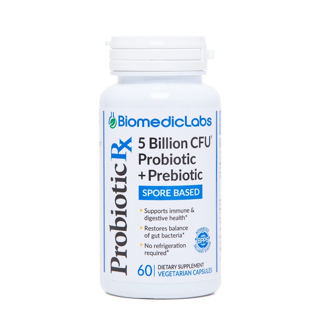 Probiotic Rx: 5亿 CCFU – Probiotic + Prebiotic – 基于证券 – 60天供应 – SBO – 支持Immune & Gut Health – 土壤组织 – 不需要制冷