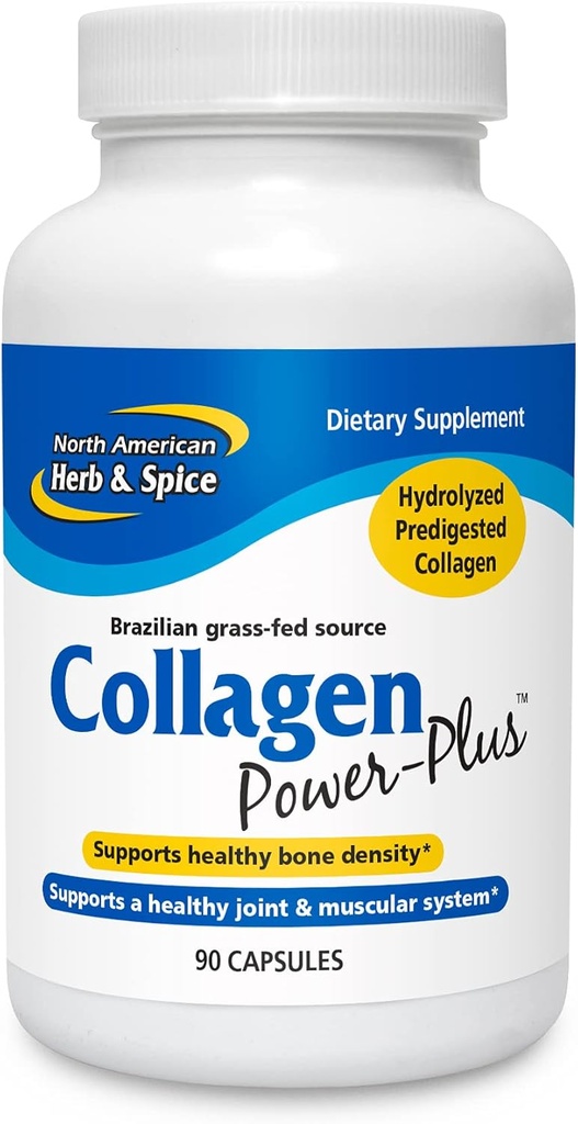 北美HERB & SPICE Collagen Power-Plus - 90 Capsules - Collagen 补充 - 联合与肌肉支持,健康头发,皮肤和钉子 - Bromelain,Papain,维生素 C - 非GMO - 30 服务