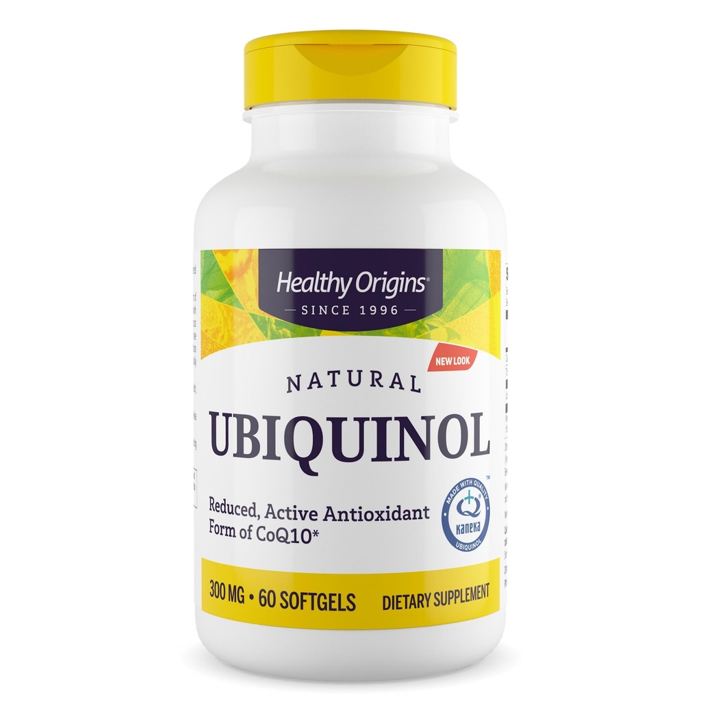 健康原产地 Ubiquinol(CoQ10活性形式),300毫克 - Kaneka Ubiquinol 心脏健康和抗氧化剂支持补充剂 - Gluten-Free & Non-GMO 补充剂 - 60软胶