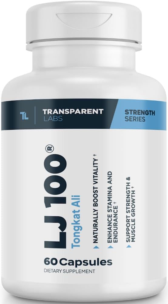 透明实验室 LJ100 - Eurycoma Longifolia Tongkat Ali 提取 100 mg Capsules 用于精益体质、强度和性能增强 - 60个计数