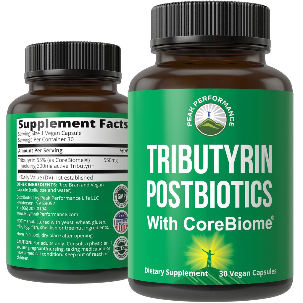 CoreBiome Tributyrin 后生素补充剂 临床测试为Gut健康。 比丁酸钠更有效 用于消化的生物、低基胶、科隆、微生物