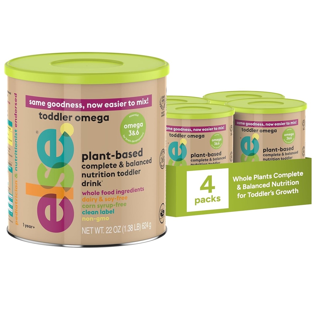 Else Toddler Formula 12-36 Months – Plant-Based, Dairy-Free & Lactose-Free Baby Formula – Dairy Free Formula, Omega 3 & 6 for Brain Development – Soy Formula Alternative, (22 oz, 4 Pack)